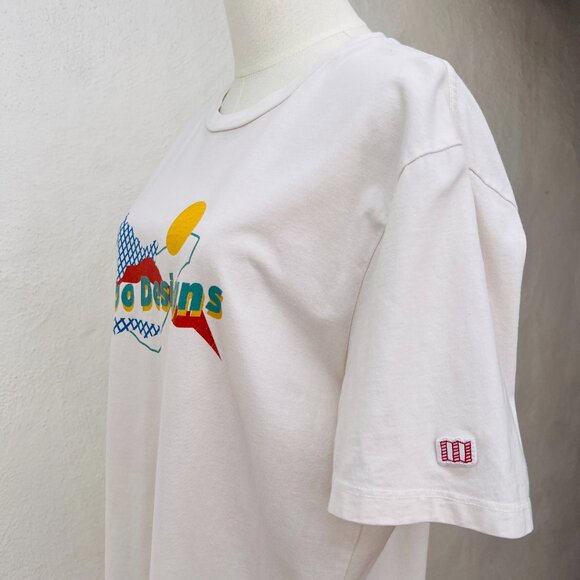 Topo Designs Men's Retro Logo Graphic Short Sleeve Cream Cotton T-Shirt Size L - Picture 13 of 14